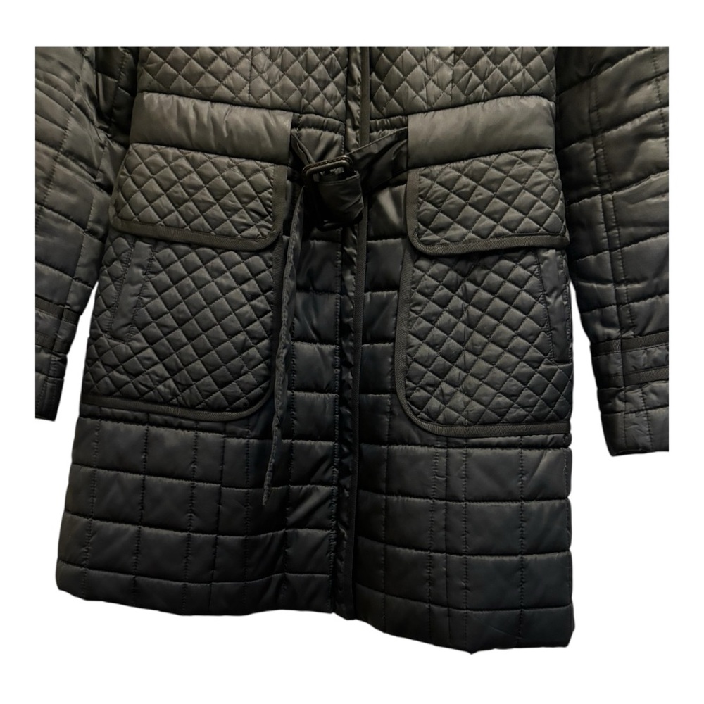 Laundry By Shelli Segal Black Quilted Belted Puffer Coat - Picture 6 of 16